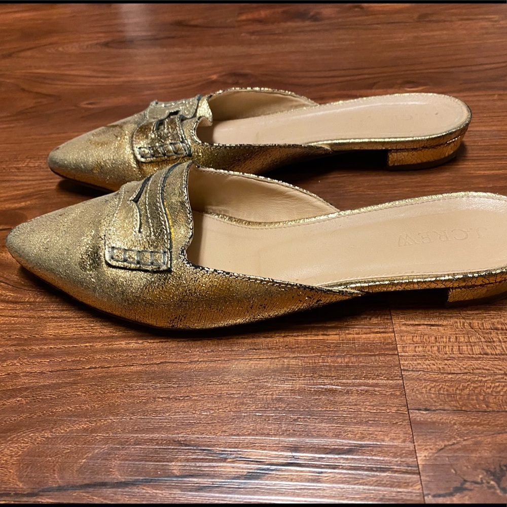 JCrew Gold Pointy Slides